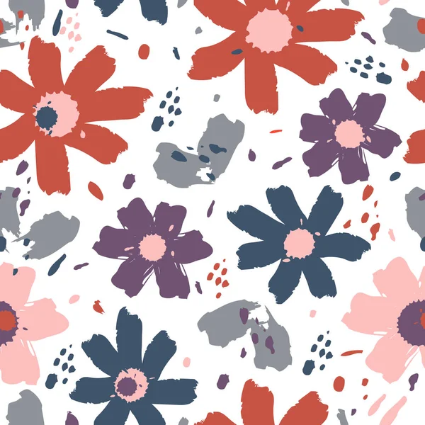 Blumenmuster Mit Blumen Handgezeichnete Vektorillustration Perfekt Zum Erstellen Von Stoffen — Stockvektor