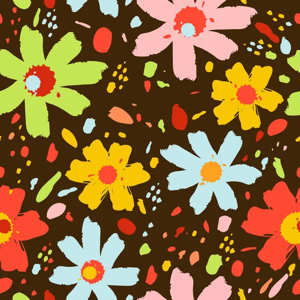 Σχέδιο Λουλουδιών Λουλούδια Χειροποίητη Διανυσματική Απεικόνιση Ιδανική Για Δημιουργία Υφασμάτων — Διανυσματικό Αρχείο