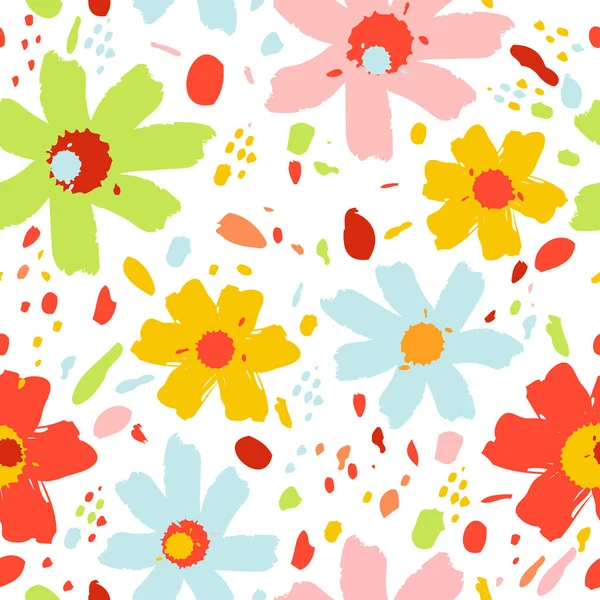 Patrón Flores Con Flores Ilustración Vectorial Dibujada Mano Perfecta Para — Vector de stock