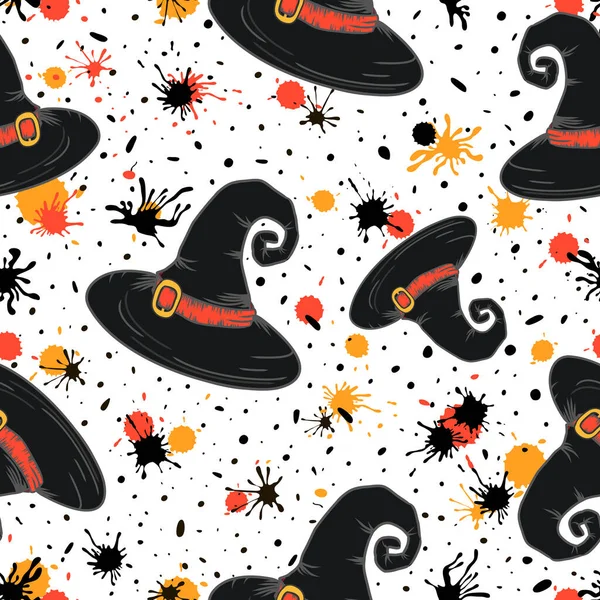 Illustration Vectorielle Chapeau Sorcière Halloween Dessin Animé Modèle Chapeau Sorcière — Image vectorielle