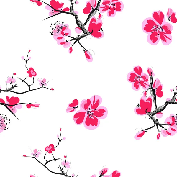 Nahtloses Muster Mit Kirschblüten Nahtlose Muster Können Für Tapeten Musterfüllungen — Stockvektor