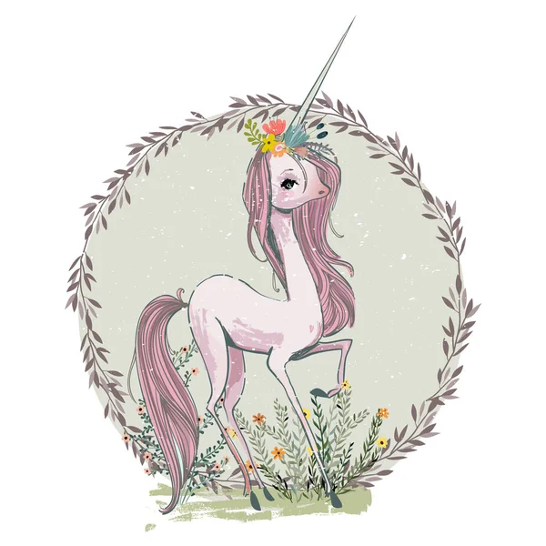 Lindo unicornio de dibujos animados — Vector de stock