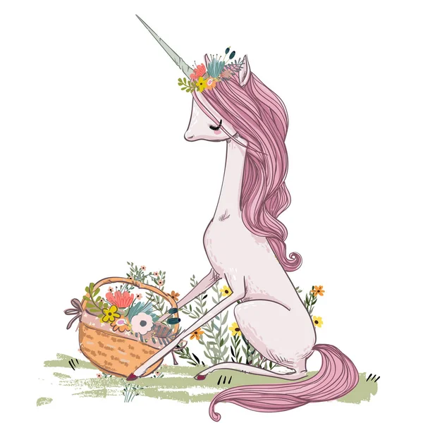 Lindo unicornio de dibujos animados — Archivo Imágenes Vectoriales