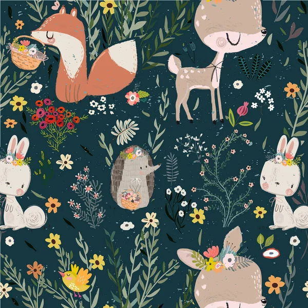 seamless pattern with cute animals