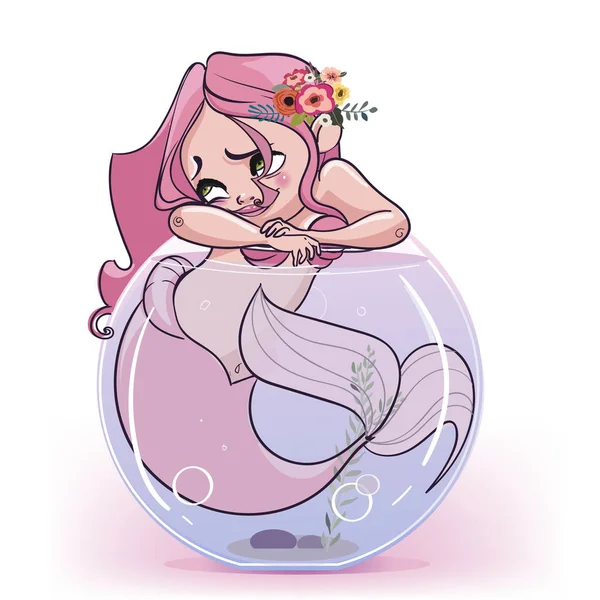 Cute cartoon mermaid — Stock Vector