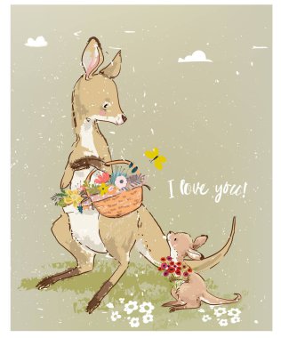 Download Mother And Daughter Kangaroo Free Vector Eps Cdr Ai Svg Vector Illustration Graphic Art