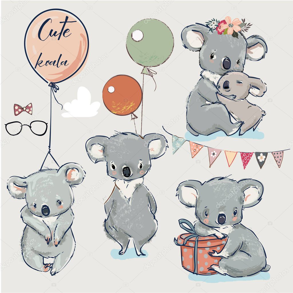 Se with Little koalas and balloons