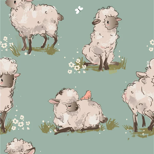 cute sheeps seamless pattern