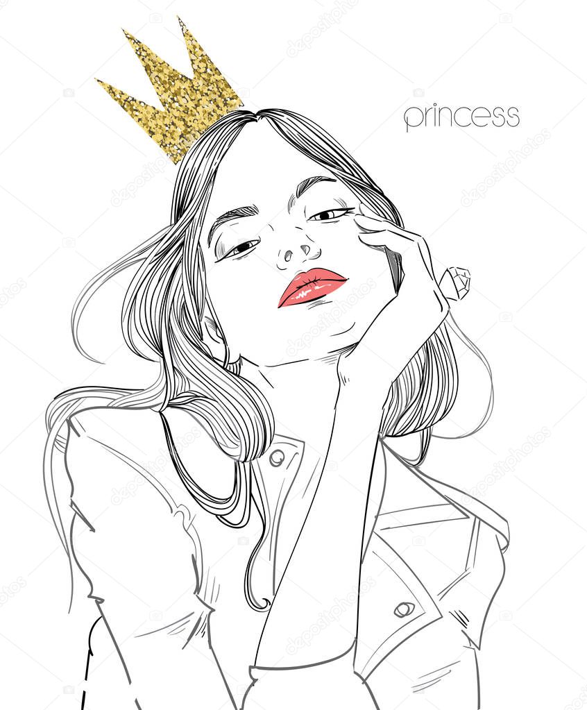 young beautiful woman with crown