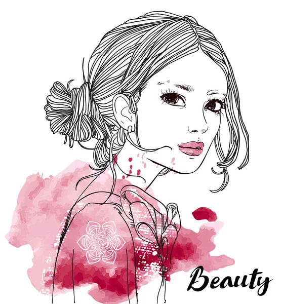 Portrait of young beautiful woman — Stock Vector