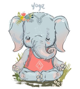 sevimli fil yoga yapar