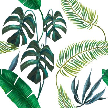 dikişsiz egzotik yaprakları moda deseni