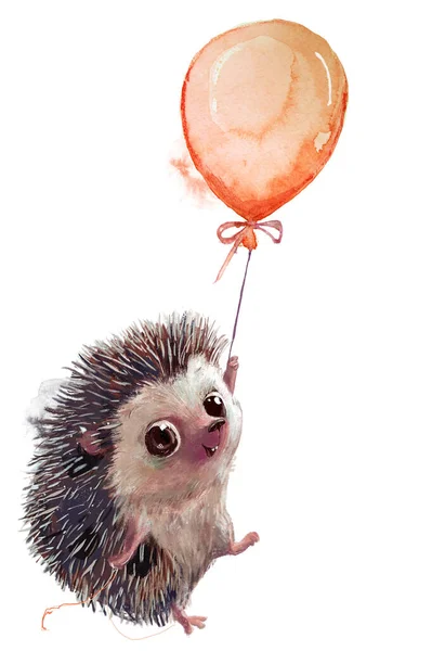 cute heggehog fly with balloon