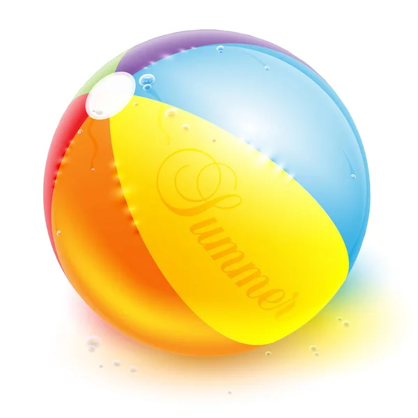 Realistische Beachball Isoliert Auf Weißem Hintergrund Vektorillustration — Stockvektor