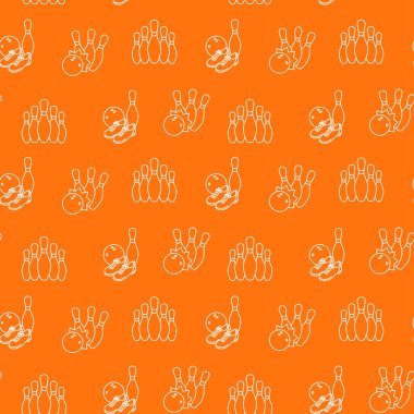 Bowling dikişsiz desen turuncu arka plan. Vektör çizimi.