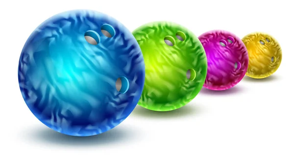 Bowling Ballen Geïsoleerd Met Kleur Marmeren Textuur — Stockvector