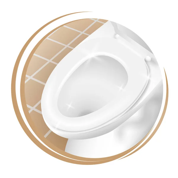 Toilet Icoon Symbool Logo Teken Sticker Label Tag Banner Ronde — Stockvector