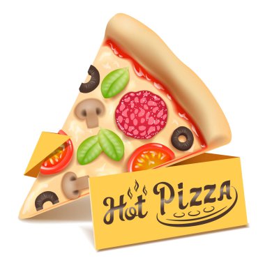 Beyaz arka plan vektör çiziminde yalıtılmış pizza üçgeni dilim simgesi.