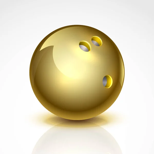 Goldene Bowlingkugel Isoliert Auf Weißem Hintergrund Vektorillustration — Stockvektor