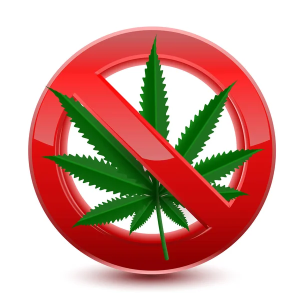 Prohibido Ningún Signo Rojo Marihuana Diseño Ilustración Vectorial Aislado Sobre Vector de stock