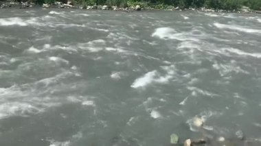 Doğa. Dağlardaki nehir. Krasnaya Polyana, Sochi, Rusya Federasyonu 