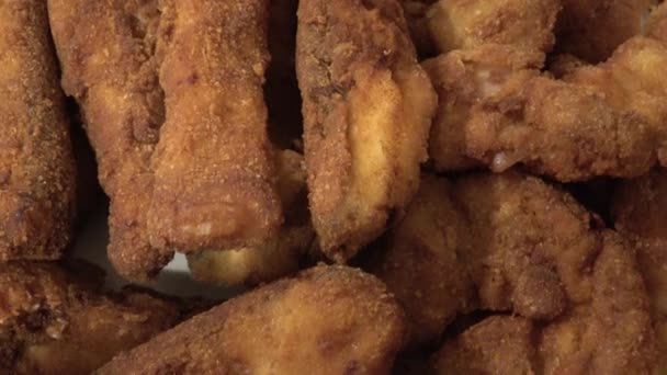 Poulet Frais Frit Dans Une Assiette Blanche Poulet Frit Poisson — Video