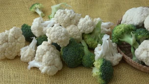 Coliflor Orgánica Fresca Brócoli — Vídeo de stock