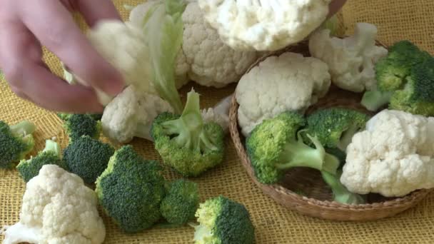 Coliflor Orgánica Fresca Brócoli — Vídeo de stock