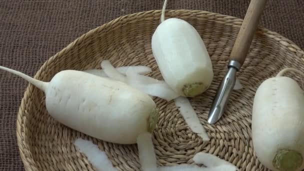 Japanese White Radish Healthy Food — Stock Video