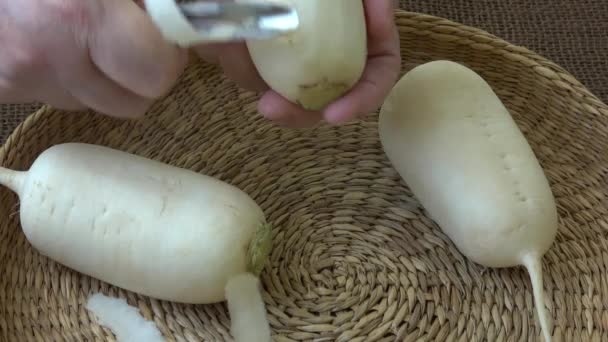 Rábano Blanco Japonés Alimento Saludable — Vídeo de stock