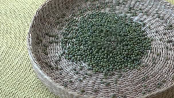 Frijoles Mungo Frescos Judías Verdes Cesta Vigna Radiata — Vídeo de stock