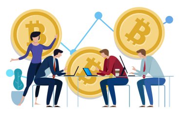 Altın Bitcoins grafiği yukarı arka plan. Fiyat büyüme grafiği. takım çalışması yatırım yönetim izleme