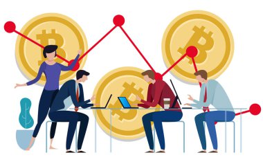 Altın Bitcoins grafik arka plan aşağı. Fiyat negatif büyüme grafiği. takım çalışması yatırım yönetim izleme