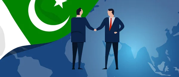 Pakistan Uluslararası Ortaklık. Diplomasi müzakere. İş ilişkisi sözleşmesi karşılıklı. Ülke bayrağı ve harita. Kurumsal Global iş yatırım. — Stok Vektör