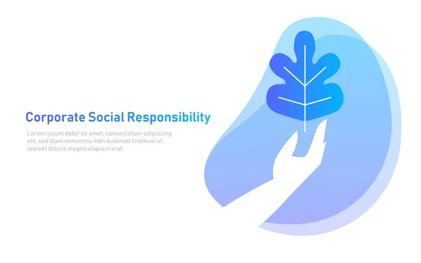 Természet levél a kezét. szimbólum fogalmának társadalmi felelősségvállalás. ellátás környezet szerves. illusztráció — Stock Vector
