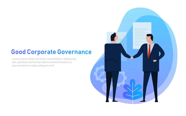 Buen gobierno corporativo. El equipo empresarial acuerda un conjunto de principios y cooperación . — Vector de stock