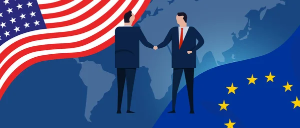 Amérique Union européenne partenariat international accords de coopération bilatérale. États-Unis États-Unis et Europe — Image vectorielle