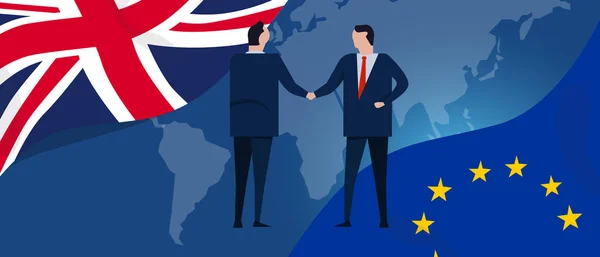 Uk欧洲联盟国际伙伴关系双边合作协议。 联合王国与欧洲的关系 — 图库矢量图片