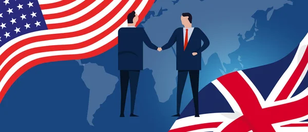 Royaume-Uni États-Unis partenariat international accords de coopération bilatérale. Relations entre le Royaume-Uni et les USA — Image vectorielle