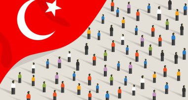 Türkiye 'nin bağımsızlık yıldönümü kutlaması ve birliği. Türkiye halkı birlikte protesto eden bir grup insan halk önünde toplanıyor