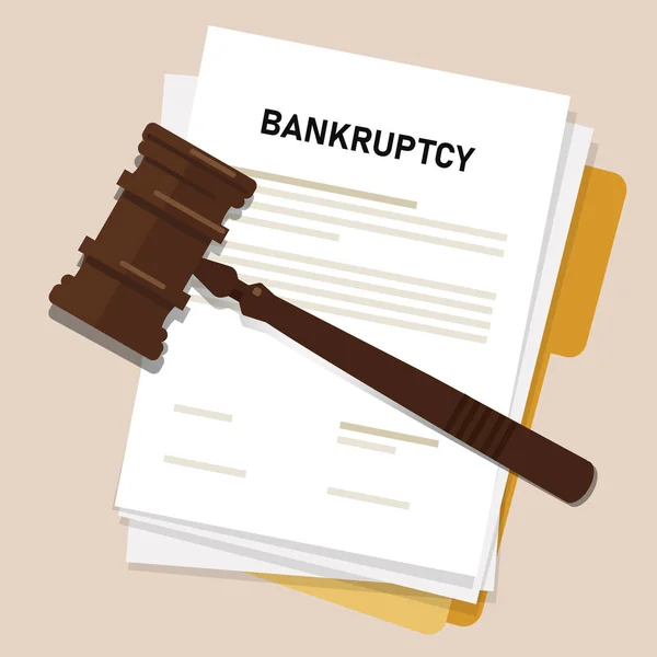Bankruptcy legal law document process company insolvency during crisis recession picture of gavel judge — Stock Vector