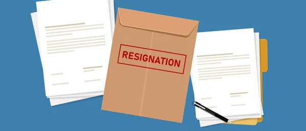 Carta de renuncia documento en papel dejar de trabajar de empleado a desempleo despido — Archivo Imágenes Vectoriales