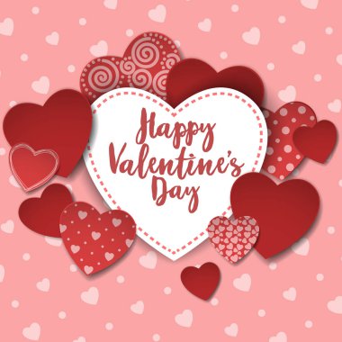 Mutlu Sevgililer günü kartı kağıt kalpleri ile