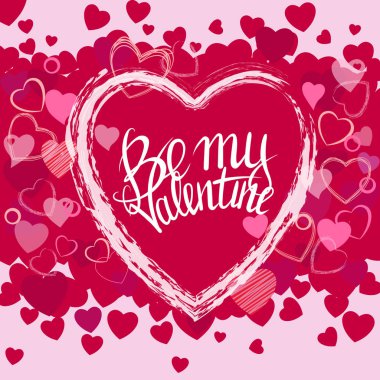 Mutlu sevgililer günü kartı wuth fırça kalp dekorasyon boyalı