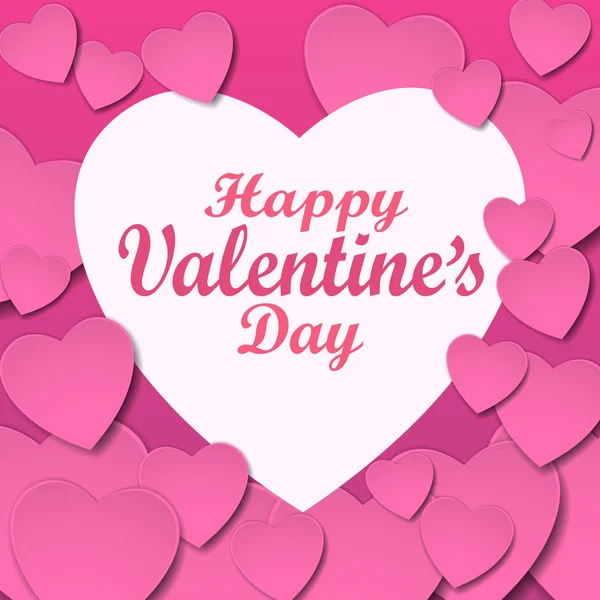Happy Valentine Day Card Met Papier Hart — Stockvector