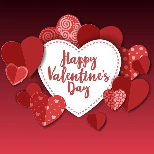 Mutlu Sevgililer günü kartı kağıt kalpleri ile