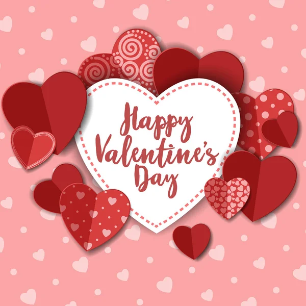 Mutlu Sevgililer günü kartı kağıt kalpleri ile