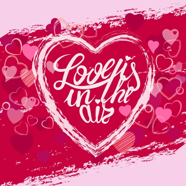 Mutlu sevgililer günü kartı wuth fırça kalp dekorasyon boyalı