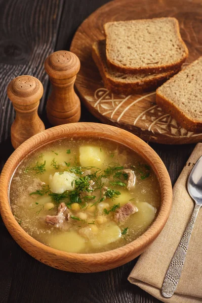 Sopa Batata Com Cordeiro Grão Bico — Fotografia de Stock