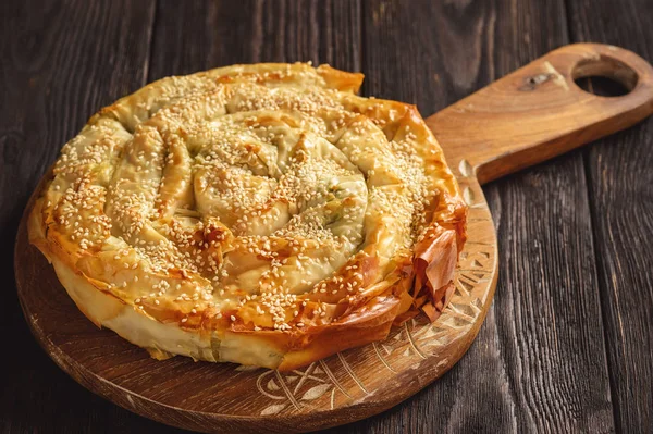 Burek Borek Balkanian Puff Pastry Spinach — Stock Photo, Image